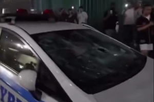 开始狂欢!球迷在纽约大街上庆祝&警车玻璃被砸穿 警察维护秩序
